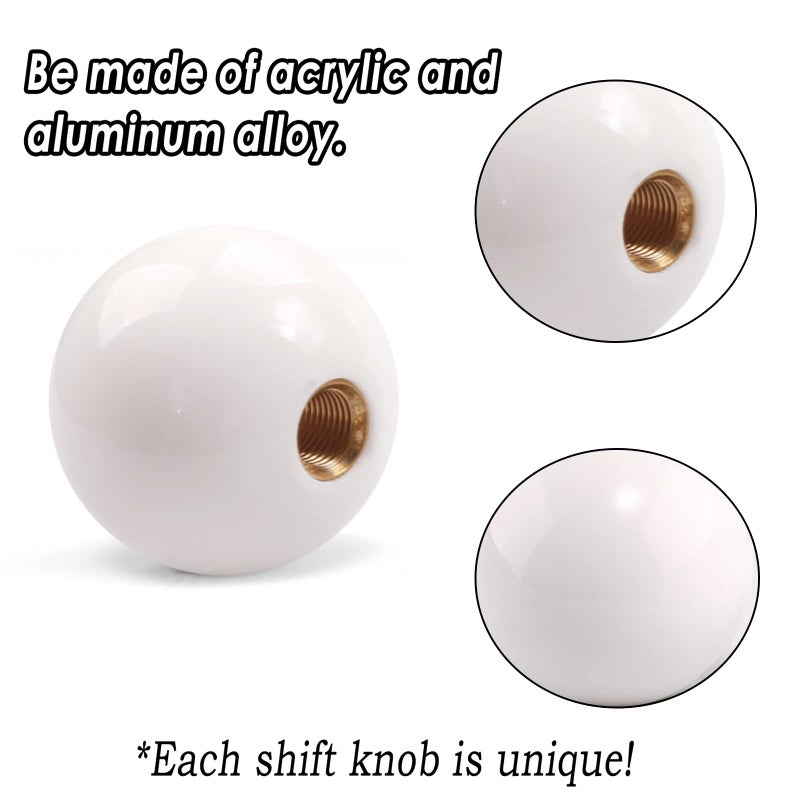 YIUIY Round Ball Shift Knob Universal Gear Shift Knob 5 6 Speed for Manual Automatic Vehicles with Adapters (Pure White) - Image 4
